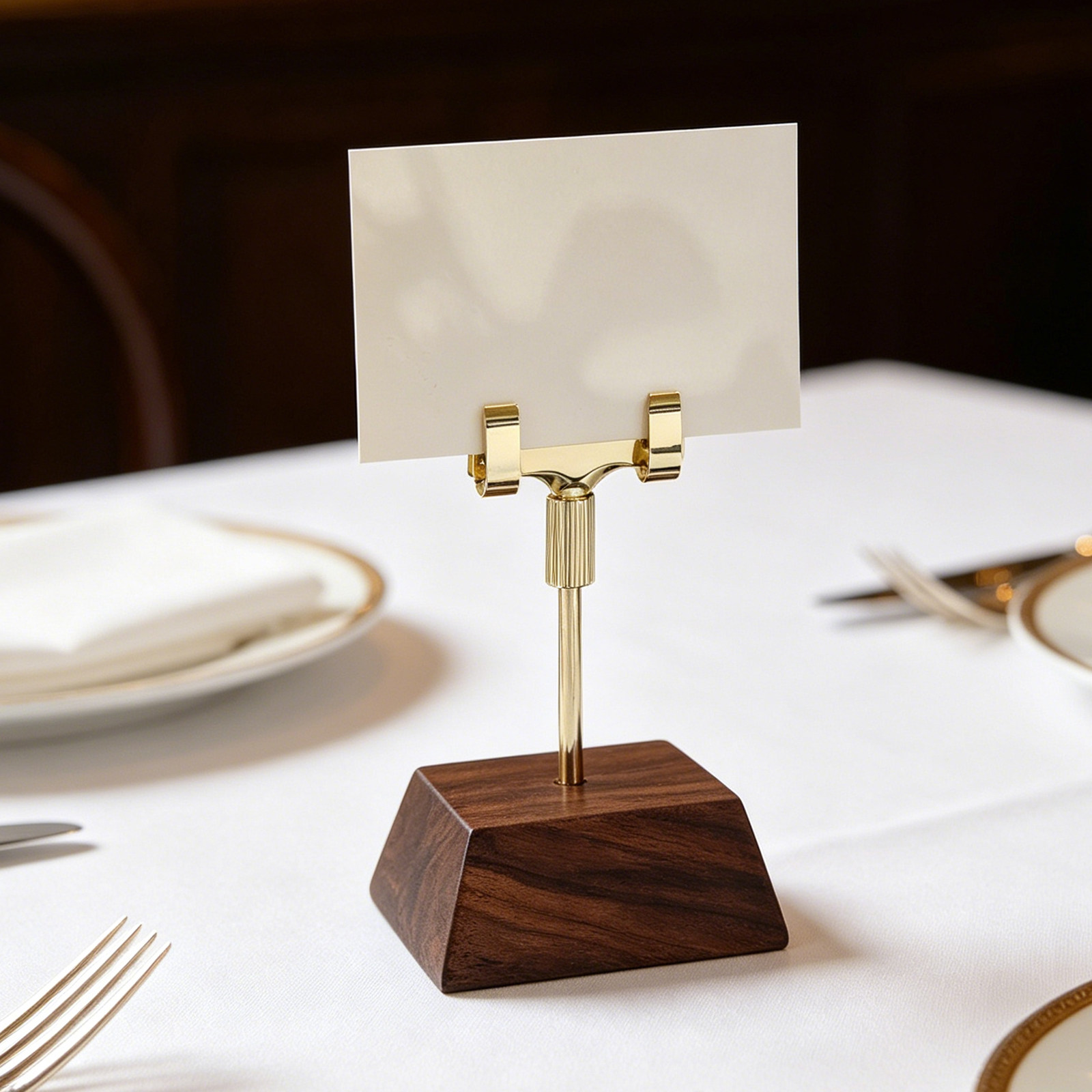 Walnut Card Holder Table Menu  - đánh giá và giá Table Number Gold