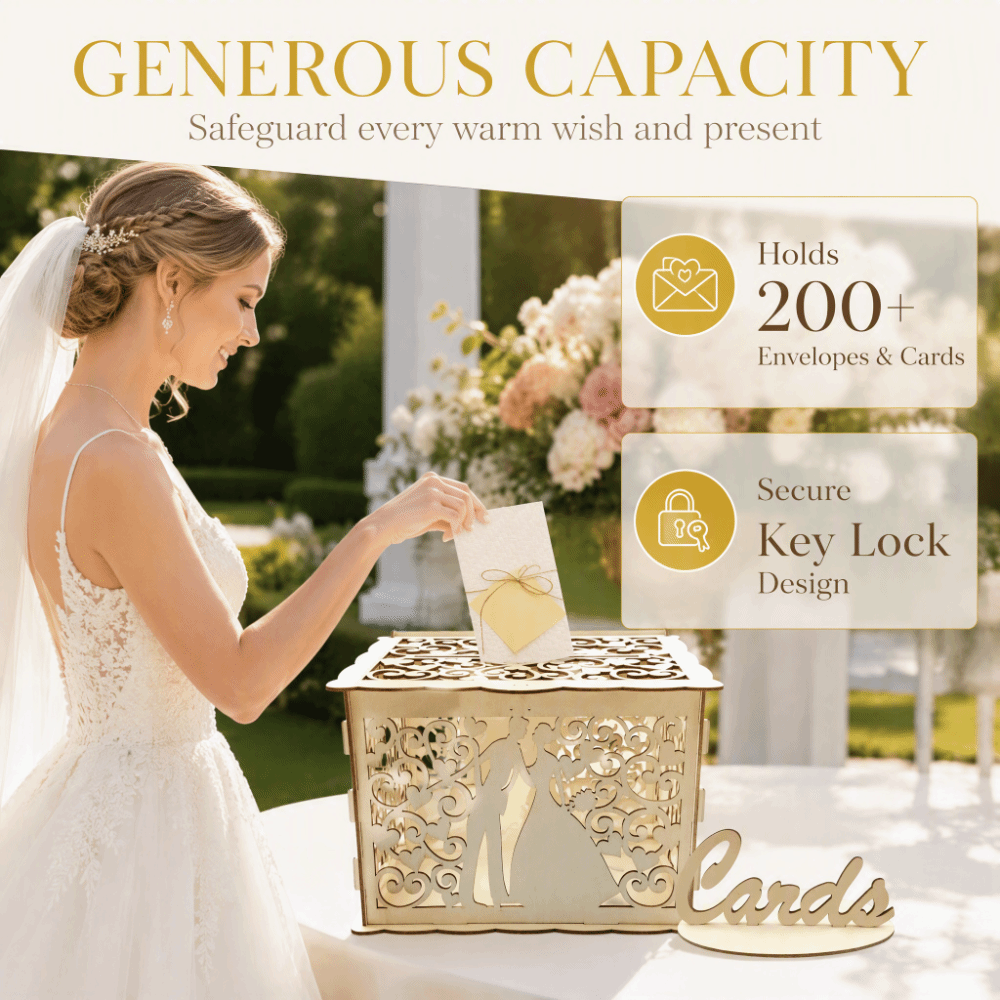 22.5x15x15cm Wooden Wedding Ca - đánh giá và giá Wedding Card Box
