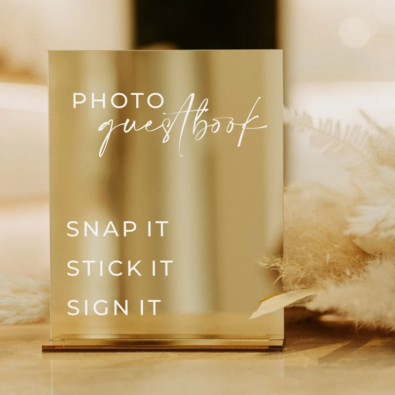 Rectangle Gold Mirror Wedding  - đánh giá và giá Table Number Gold